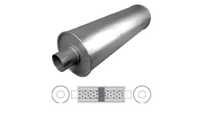 Universal Truck Muffler 2.5" Centre/Centre - 24" Long x 7" ROUND - Baffled