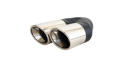 Angle Cut Rolled Inner Cone STAINLESS Exhaust Tip - 2.25" In - Twin 3" Out RHS