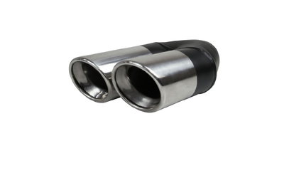 Angle Cut Rolled Inner Cone STAINLESS Exhaust Tip - 2.5" In - Twin 3" Out RHS