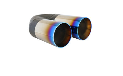 Straight Cut Inner Cone Stepped BLUE FLAME Exhaust Tip - 2.5" In - Twin 3" Out