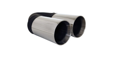 Straight Cut Inner Cone STAINLESS Exhaust Tip - 2.5" Inlet - Twin 3" Outlet